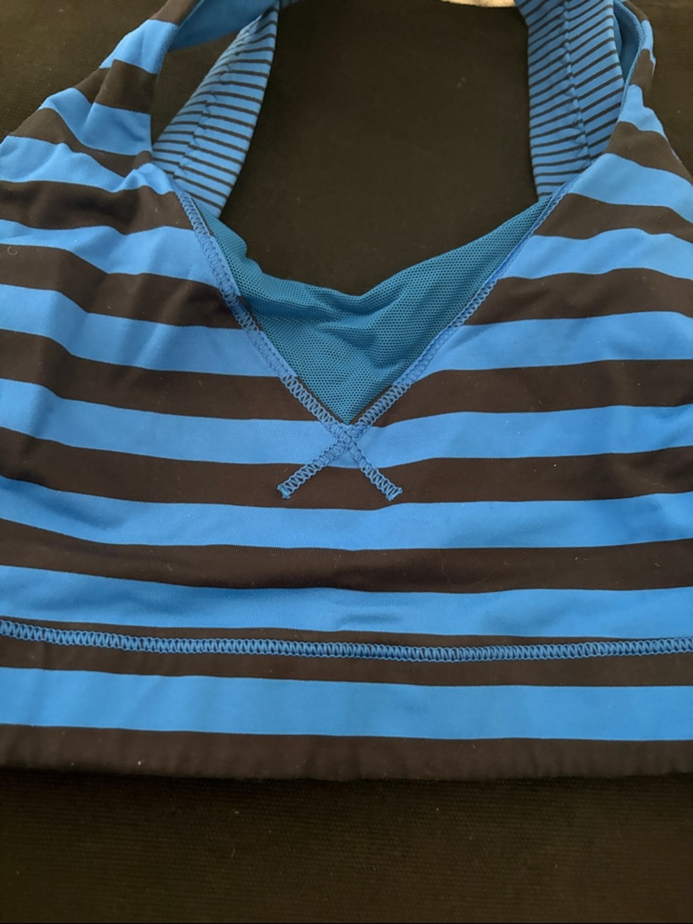 lululemon athletica Blue and Black Striped Sports Bra